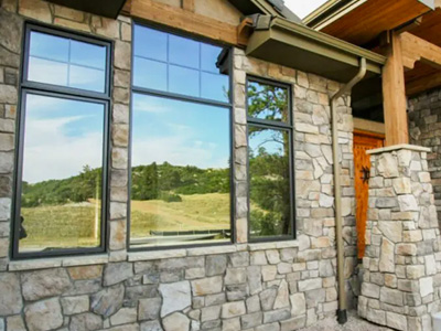 stone accents and fireplaces